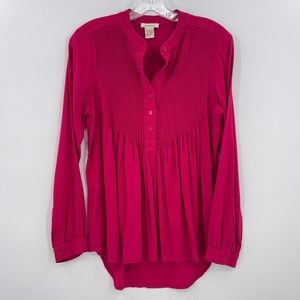 Sundance Top Women S Pink Pleated Mystic Falls Waterfall Rayon Long Sleeve Boho